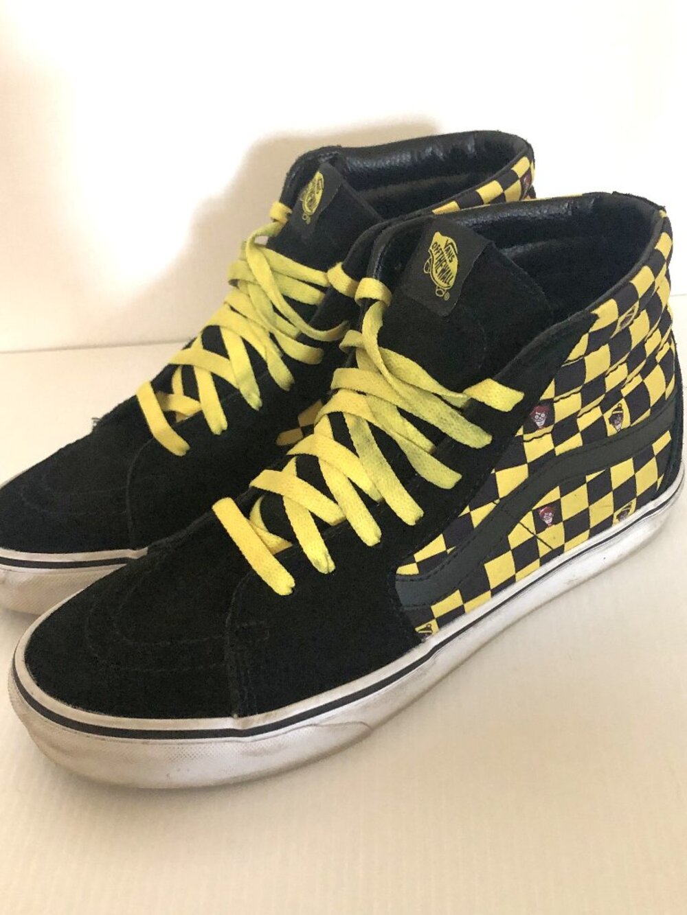 Vans Sk8-Hi Where's Waldo Odlaw Checkerboard Black/Yellow Lace Up Men’s Size 9.5